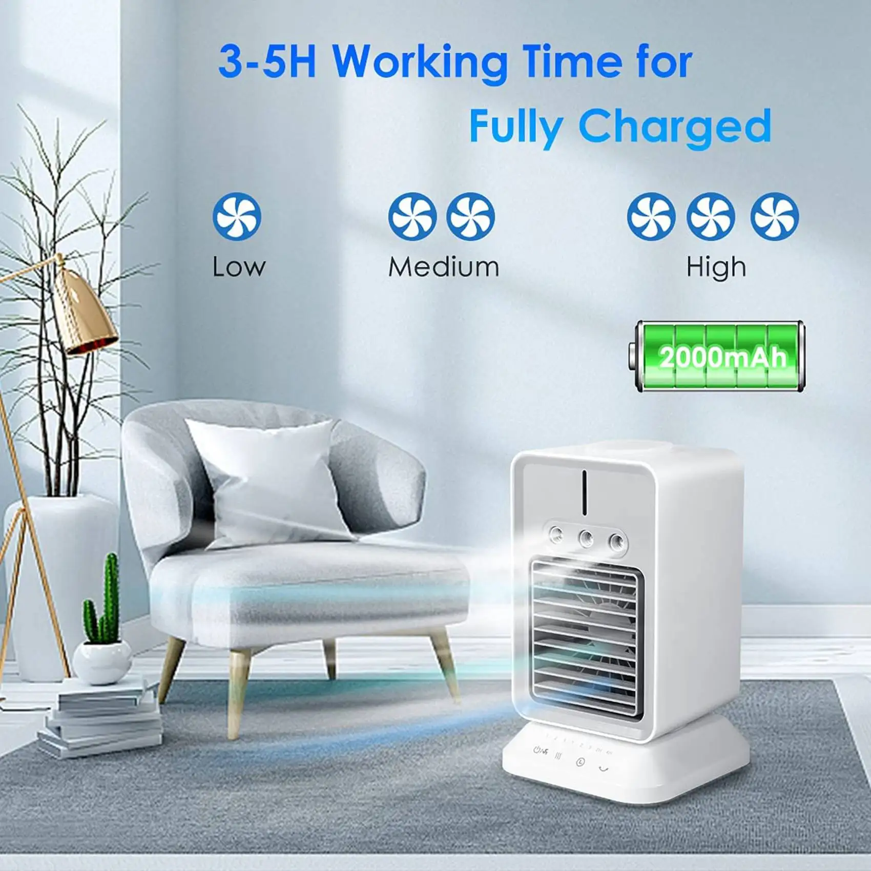 

BABP Personal Air Conditioner,Portable Evaporative Air Cooler Fan Timing & Oscillation Function Humidifier for Home Outdoor