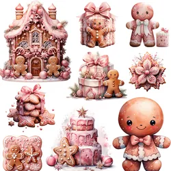 Natal Gingerbread Adesivo para Scrapbooking, Rosa Adesivos Decorativos, Álbum de DIY, Lixo Diário, Artesanato, 20pcs por pacote