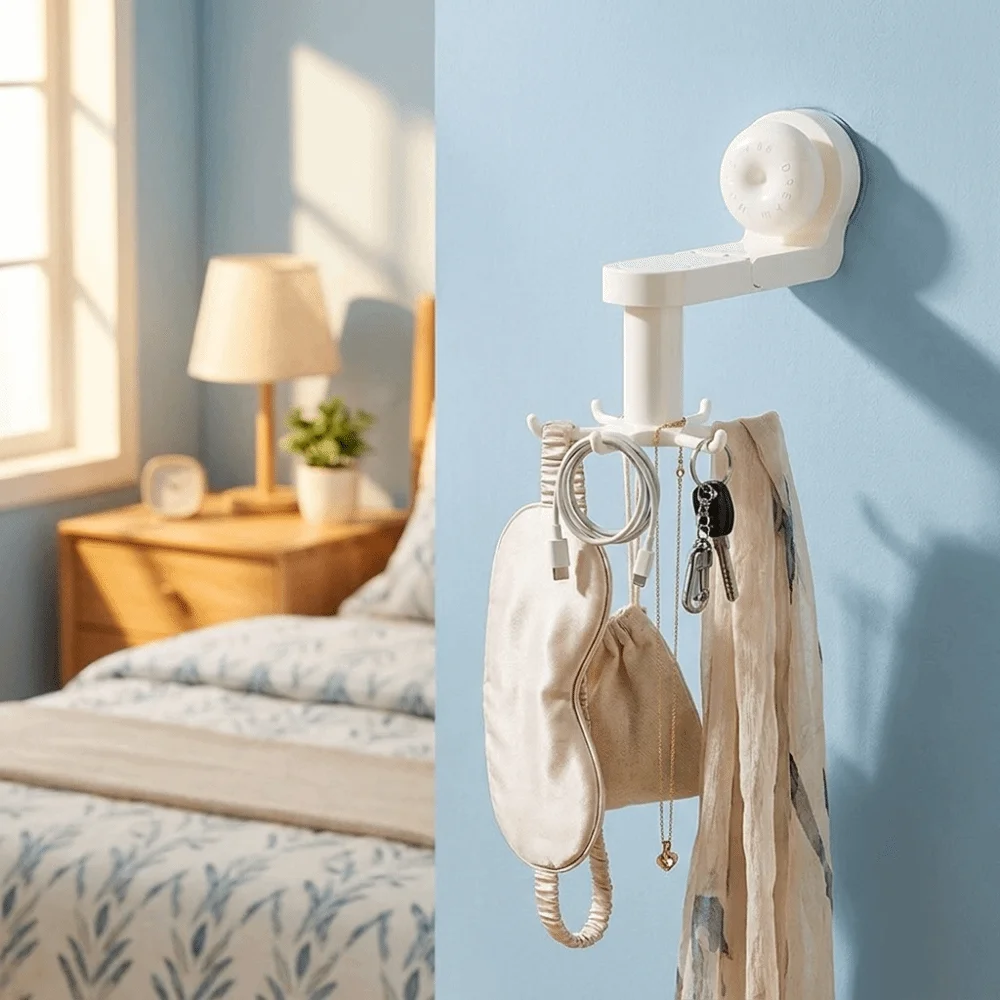 Rotatable Kitchen Rotating Hook Six-Claw Space-Saving Suction Cup Hook with Suction Cup Wall Mounted Storage Rack Indoor Storage