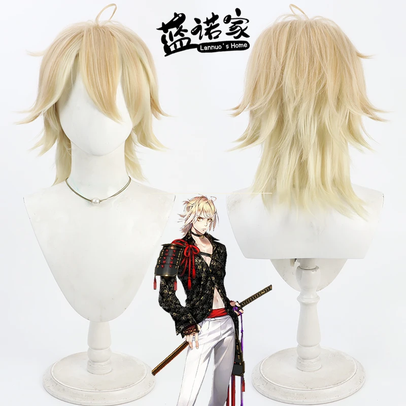

Game Touken Ranbu Musou Nansen Ichimonji Cos Cosplay Wig Halloween Party Prop Synthetic Hair Heat Resistant Fiber + Wig Cap