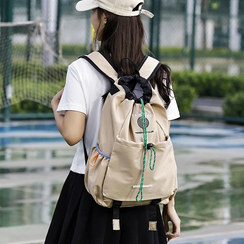 Portable Tennis Racket Bag OutdoorSportsLightweight Drawstring Back pack for Men and Women Hiking Bag