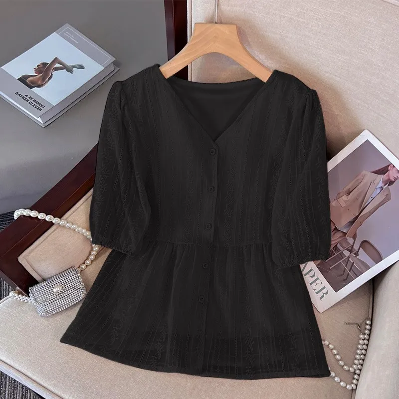 Printemps automne v-ne minceur irt ort Sve ventre couvrant taille cintrée polyvalent Blouse trajet Sle Polyester Fiber