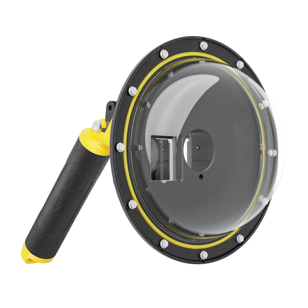 

1 Set Waterproof Case Dome Port Underwater Housing Skin with Floating Hand Grip for Action 3/4 Sports Camera 30m Depth