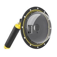 1 Set Waterproof Case Dome Port Underwater Housing Skin with Floating Hand Grip for Action 3/4 Sports Camera 30m Depth