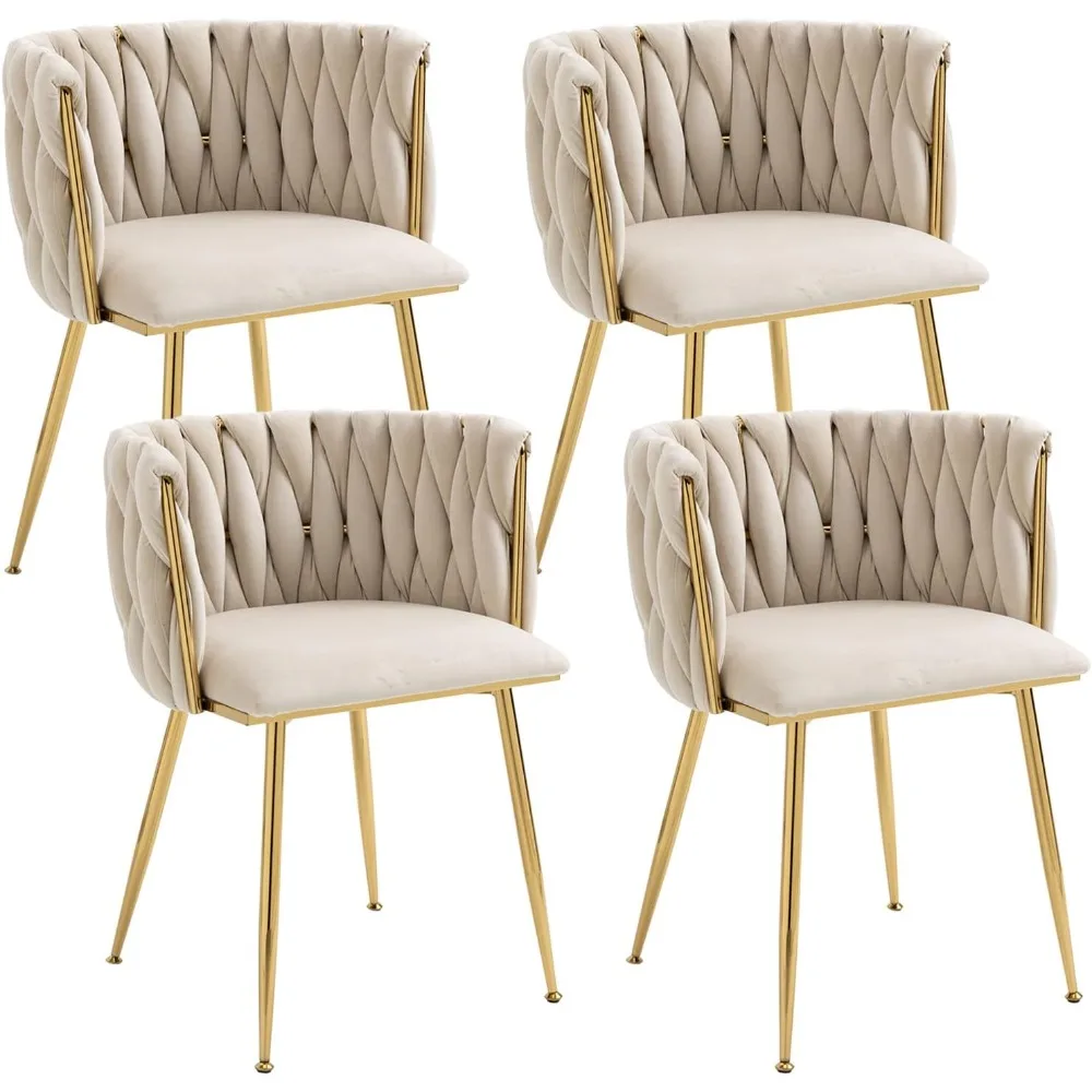 

Modern Velvet Dining Chair with Gold Metal Legs, Set of 4 Luxury Tufted Dining Chairs for Living Room, Bedroom, Kitchen