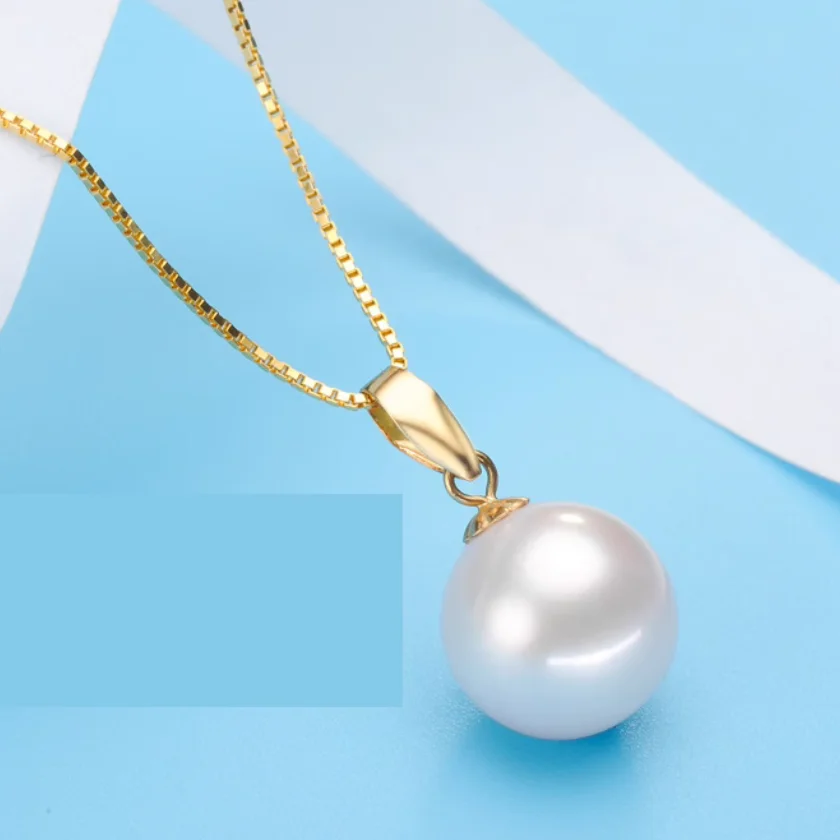 Charming 10-11mm genuine natural sea white cultured pearl necklace pendant for woman