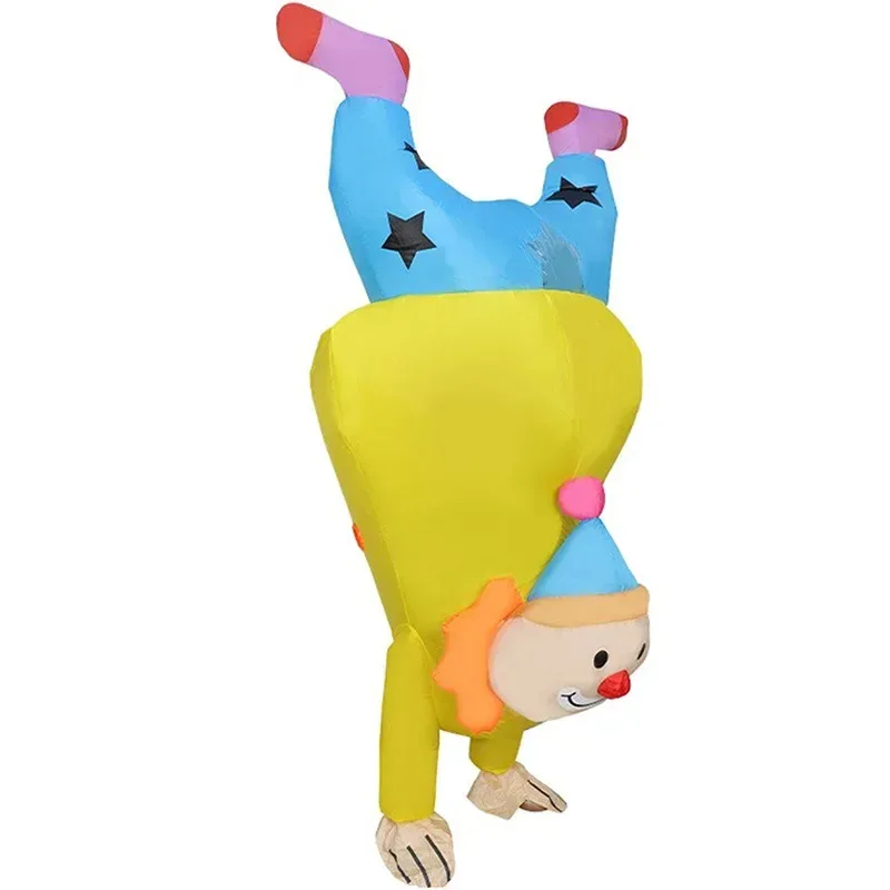 Handstand Clown Inflatable Costumes Funny Blow up Upside Clown Outfit Halloween Cosplay Party Dress Festival Performance Clothes