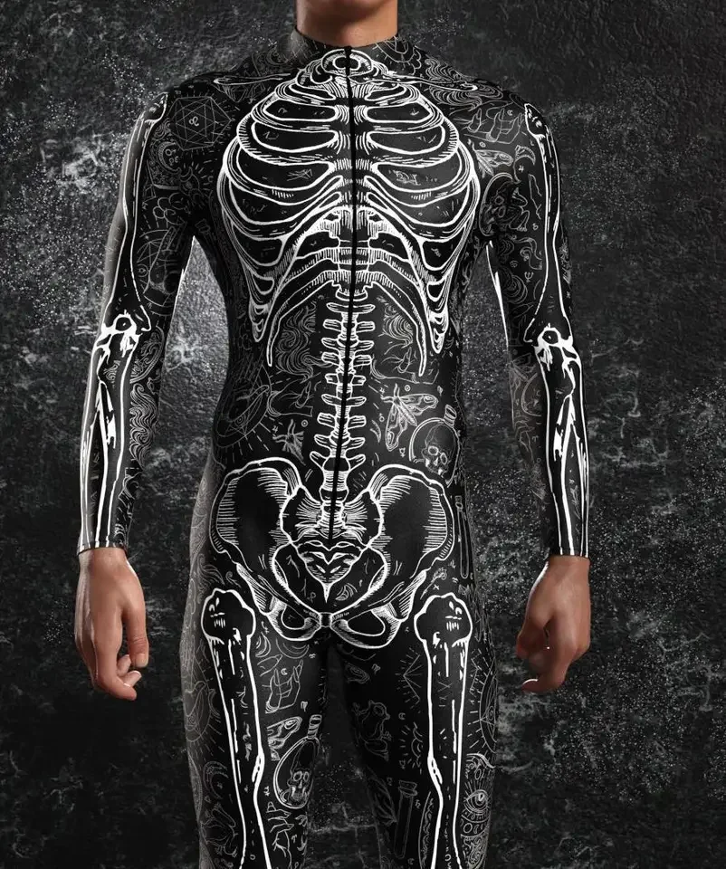 

Halloween Men's 3d Printed Cell Devil Bodysuit Cosplay Costume Cyberpunk Outfit Party Carnival Stage Show Bodysuit