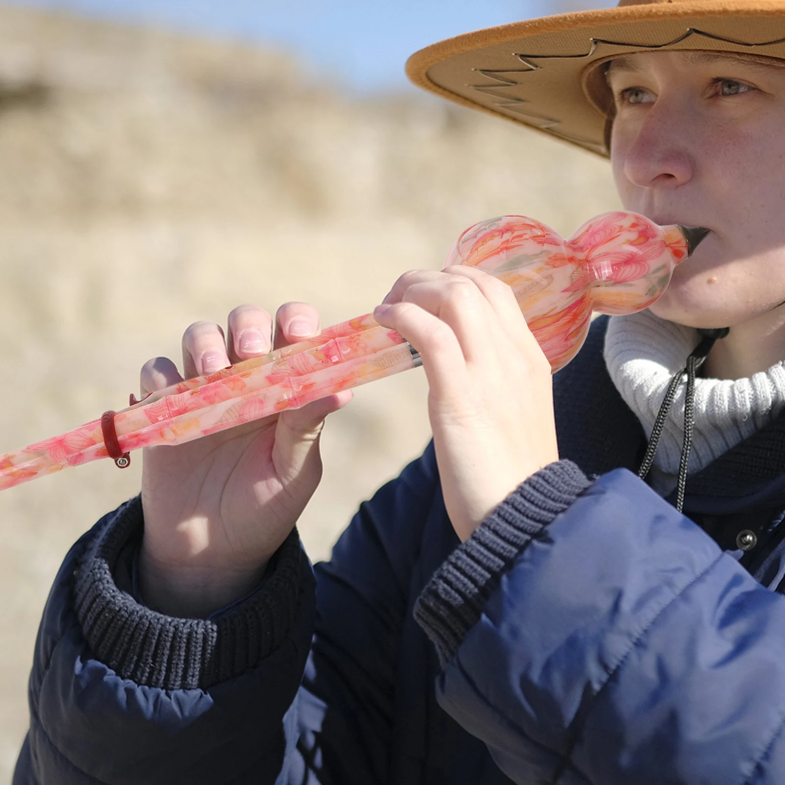 

Hulusi Musical Instrument C Key Butterfly Color Durable Beginner Friendly Adult Teenager Gourd Wind Flute Chinese Ethnic
