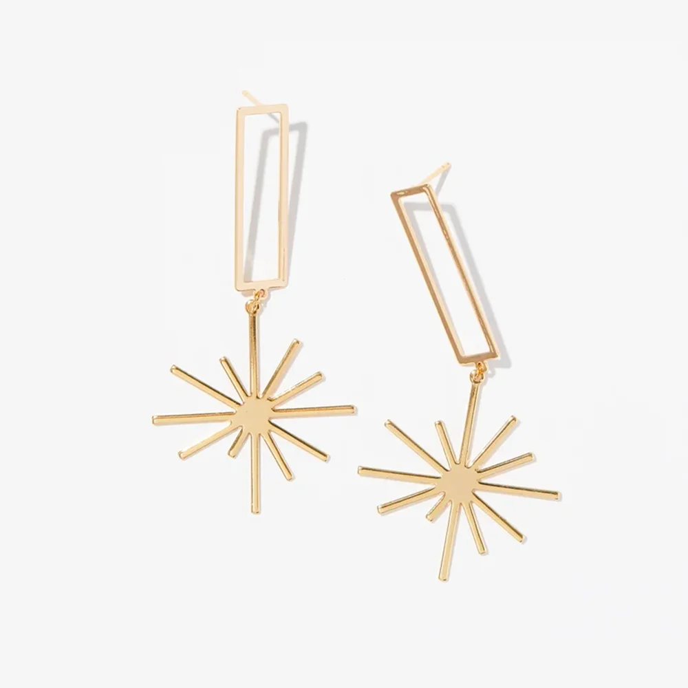 هندسية غير النظامية وأقراط للنساء مزاجه ثمانية نجوم مدببة موضة اللون الذهب شرابة الأقراط الطويلة