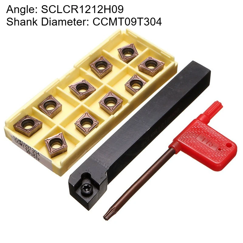 

SCLCR1212H09 Держатель инструмента 100 мм Токарный инструмент с ЧПУ с 10 шт. CCMT09T304-PM Режущие пластины Набор аксессуаров для токарных станков