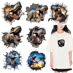 Dinosaurs break through holes and emerge from walls DTF Heat Transfer On Clothes iron on heat transfer Children's clothing