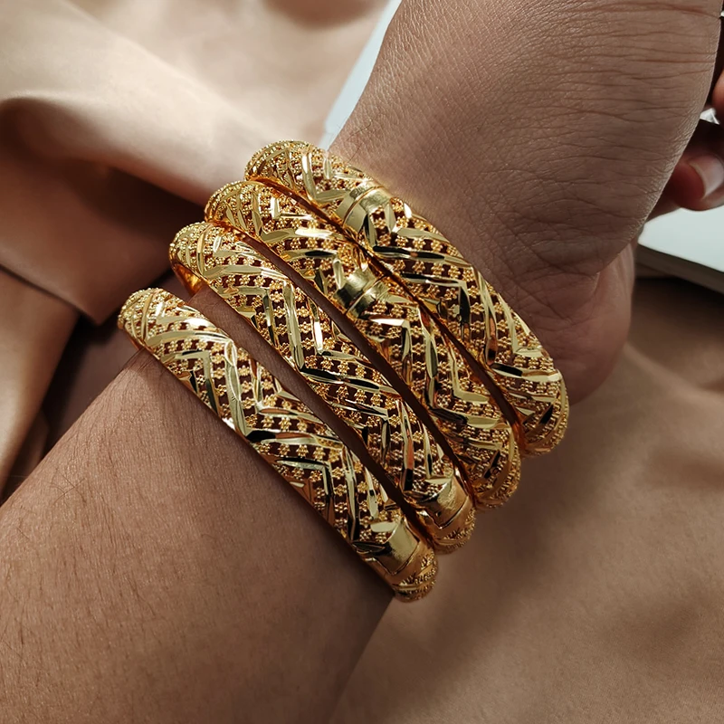 

Dubai African Gold Color Bangles For Nigeria Women Copper Bracelets Wholesale Bangles Can Open