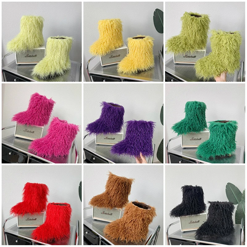 Chic Harajuku Y2k Girls Fashion Fluffy Furry Snow Boots Women 2023 Winter Thick Warm Outdoor Fur Boots Cute Lotita Boot Shoes