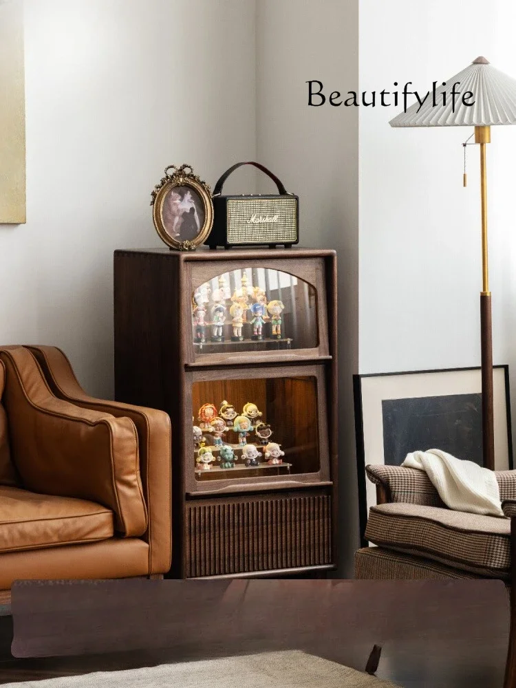 

bedroom home floor storage designer high-end Retro black walnut solid wood living room storage