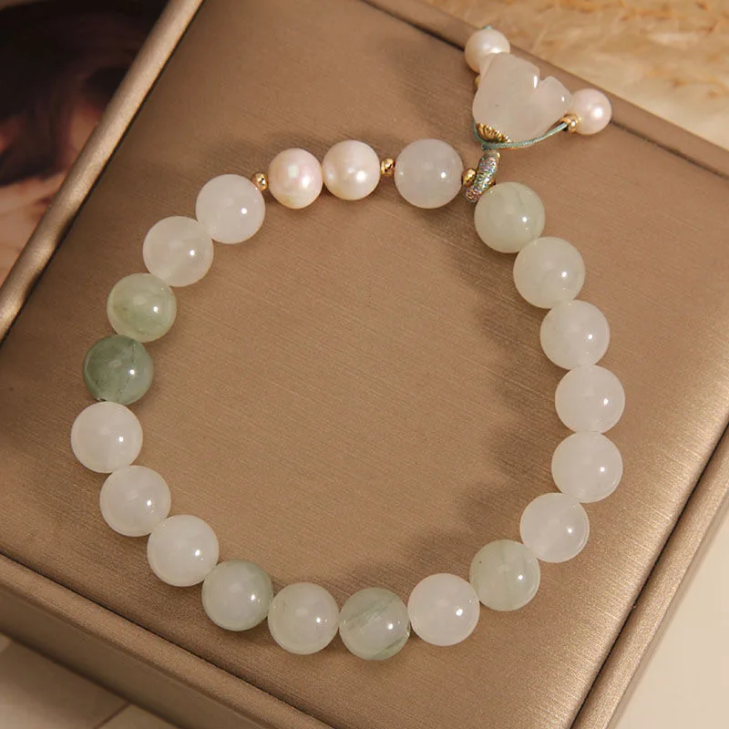 Tianshan Chalcedony of The Valley Beaded Jade Bracelet Women's Niche Light Luxury