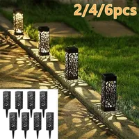 LED Solar Garden Lights 2/6pcs Outdoor Waterproof Hollowing Out Lawn Lamps for Pathway Patio Yard Decoration Landscape Lighting