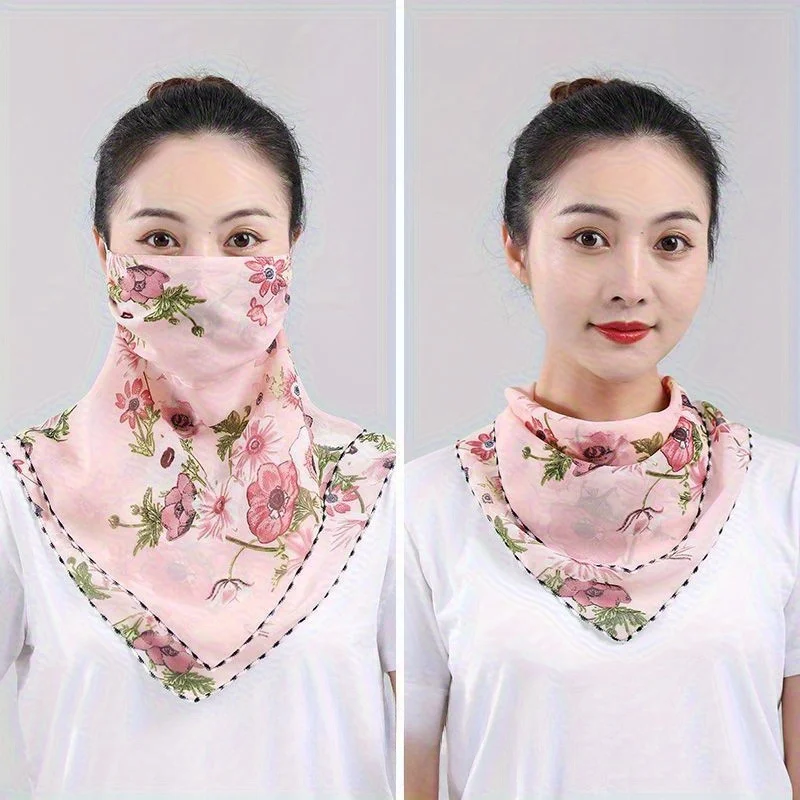 وشاح صيفي واقي من الشمس قناع كبير لحماية الرقبة للنساء قناع وجه قابل للتنفس تغطية كاملة للوجه حجاب شيفون رقيق قابل للتعديل