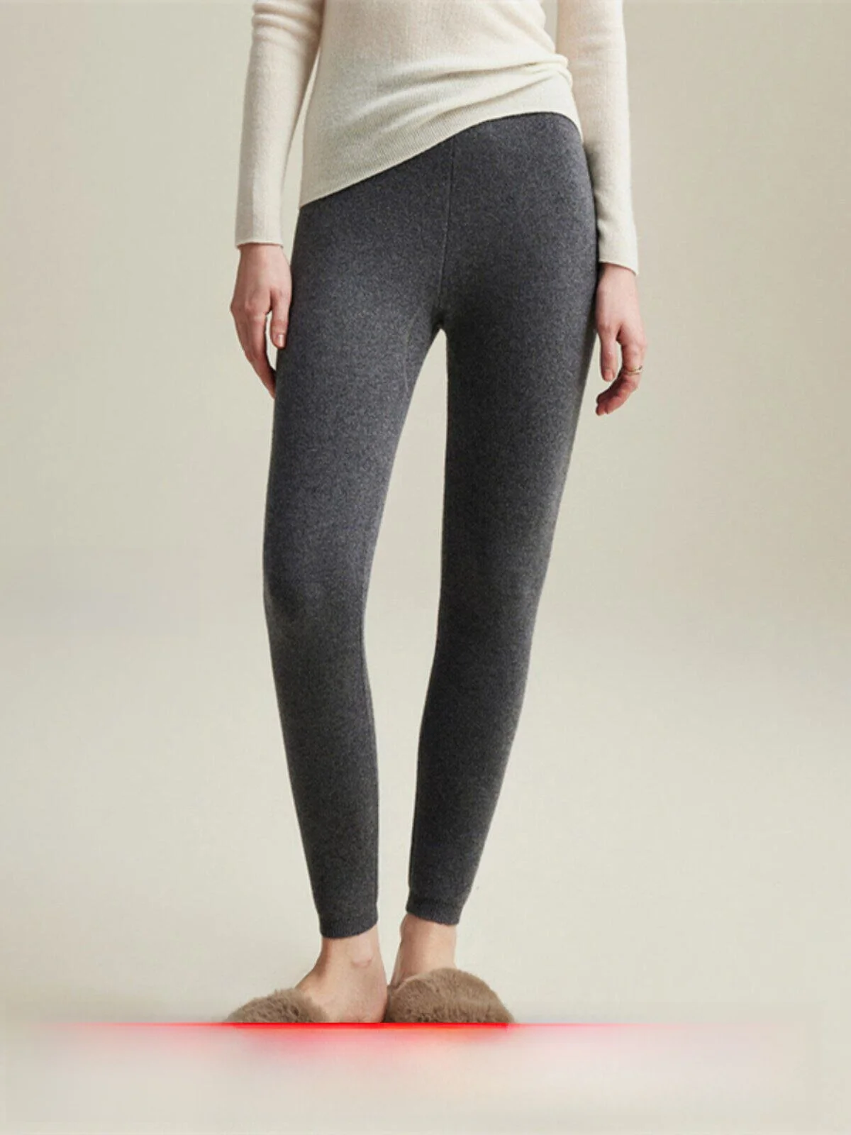 

Zhaojun 100% Cashmere Pure Color Knitted Pants Women's Slim Fit Autumn Winter Warm Base Layer Straight Leg Casual Trousers