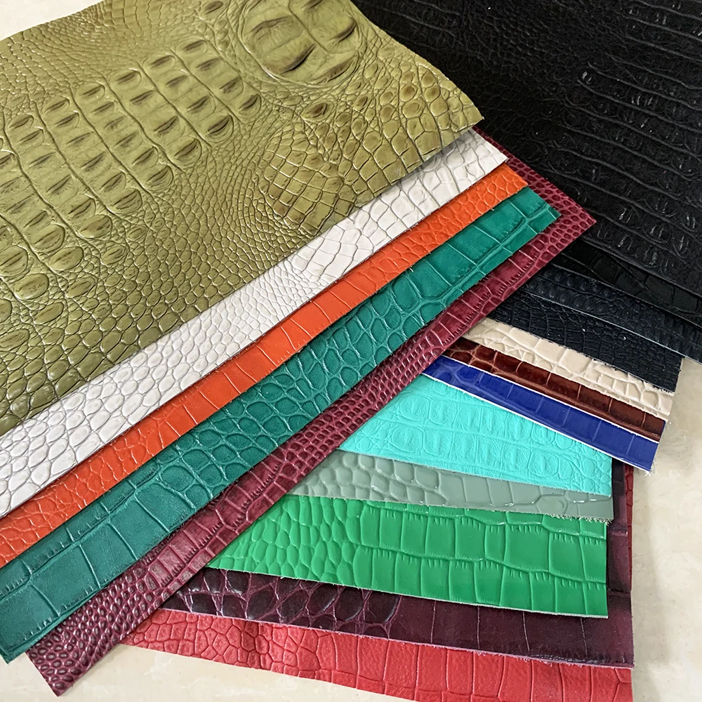Crocodile patterned cowhide,Materials for making leather bags,DIY Handicraft,Sewing Accessories,Multicolor Cloth Piece, 20x30cm