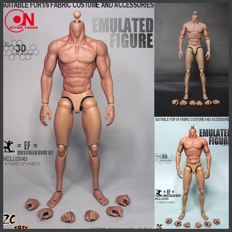 

ZCTOYS S001 S002 S005 1/6 Male Muscle Joint Body 12-inch Soldier Action Figure Super Flexible Body Fit 1:6 Neckless Head Sculpts