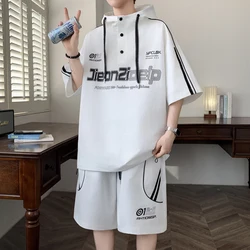 Nuevos conjuntos de verano 2025 para hombre, camiseta informal y pantalones cortos, chándales de 2 piezas, ropa informal estilo Hip Hop, camisetas holgadas de manga corta con capucha