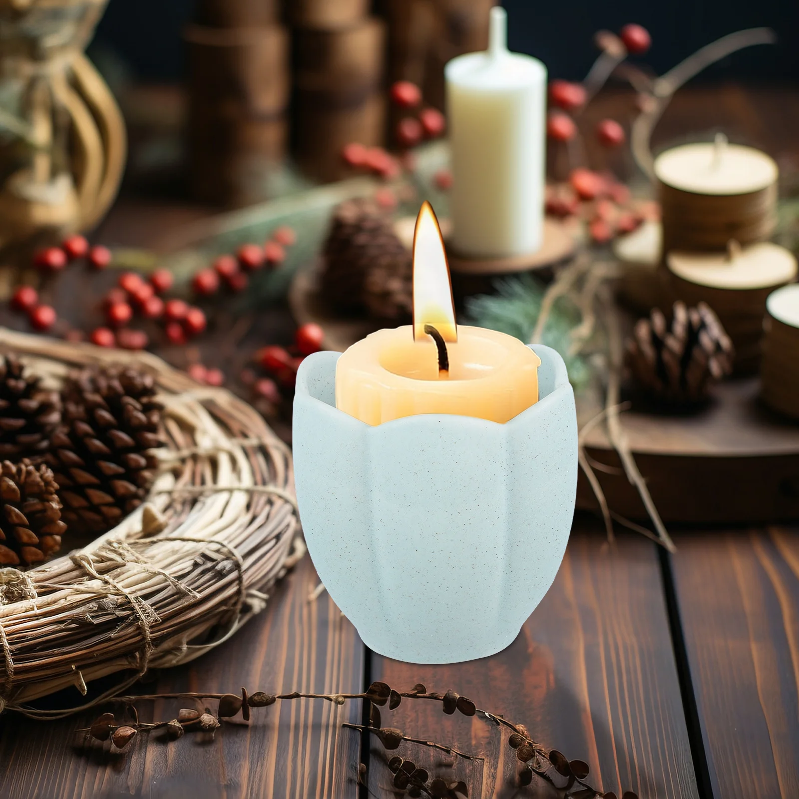 

Tulip Ceramic Holder Empty Tealight Cup Decorative Aromatherapy Holder for Romantic Dinner Table Decoration