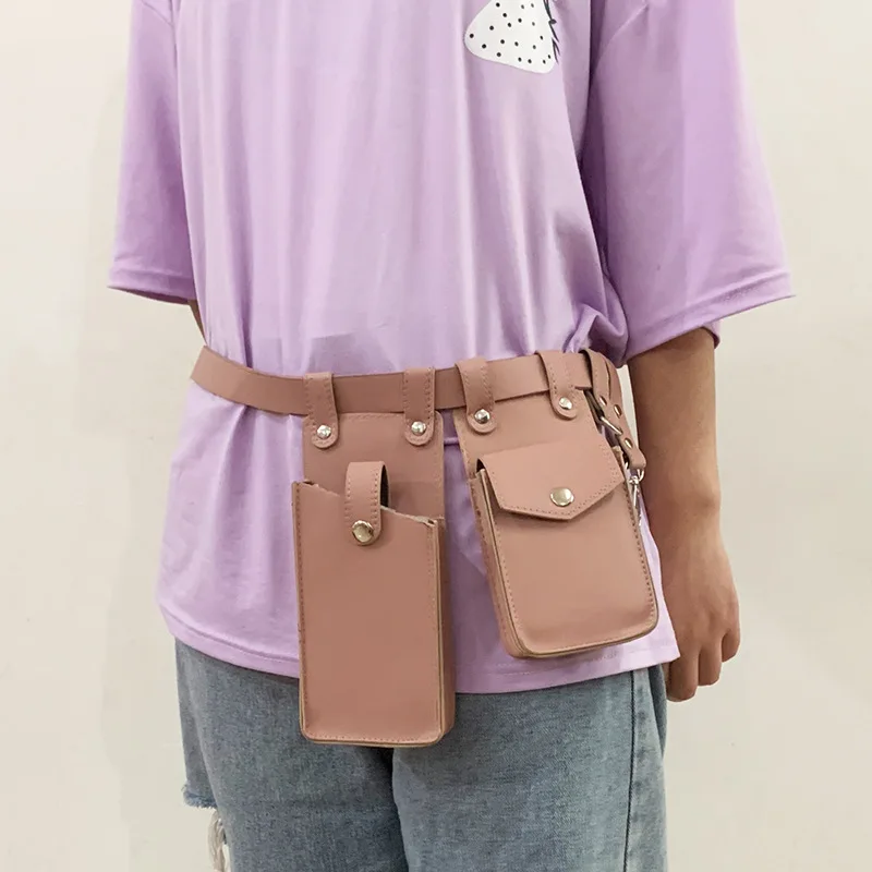 Zwei Stück Lokomotive Paket Neue Telefon Taschen Weibliche Umhängetasche Modische PU Gürtel Taille Tasche Trendy Umhängetasche – Detail 10