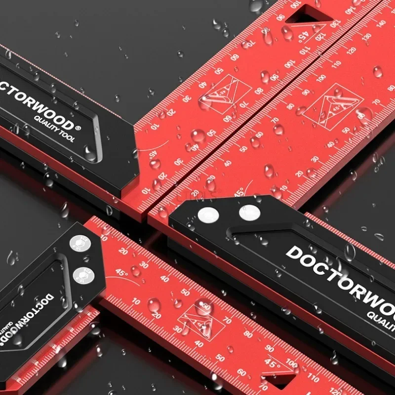 Woodworking Multifunctional Thick and Wide Seat Ruler High Precision Marking Drawing Aluminum Alloy 45 Measurement Tool Ruler