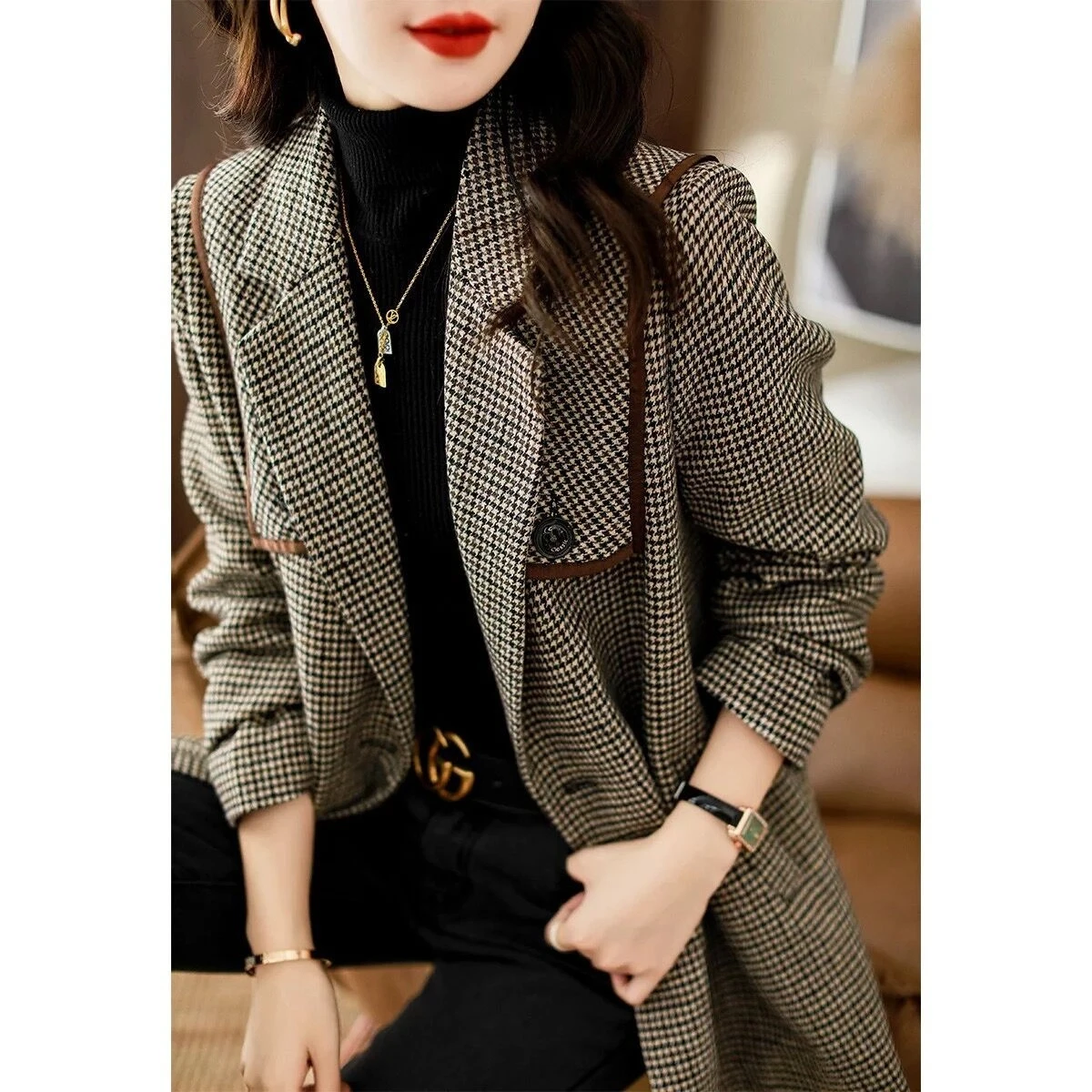 New Winter Fashion Commuting Casual Versatile Women's Wool Blazer WJ21