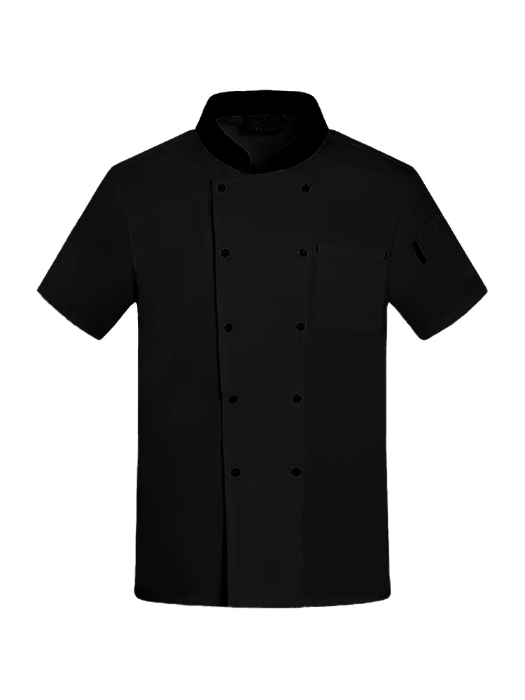 

Chef Uniform Waiter Short Sleeve Clothes Restaurant Cooking Jaket Kitchen Shirt Breathable Sushi Costumes Hotel Catering Tops