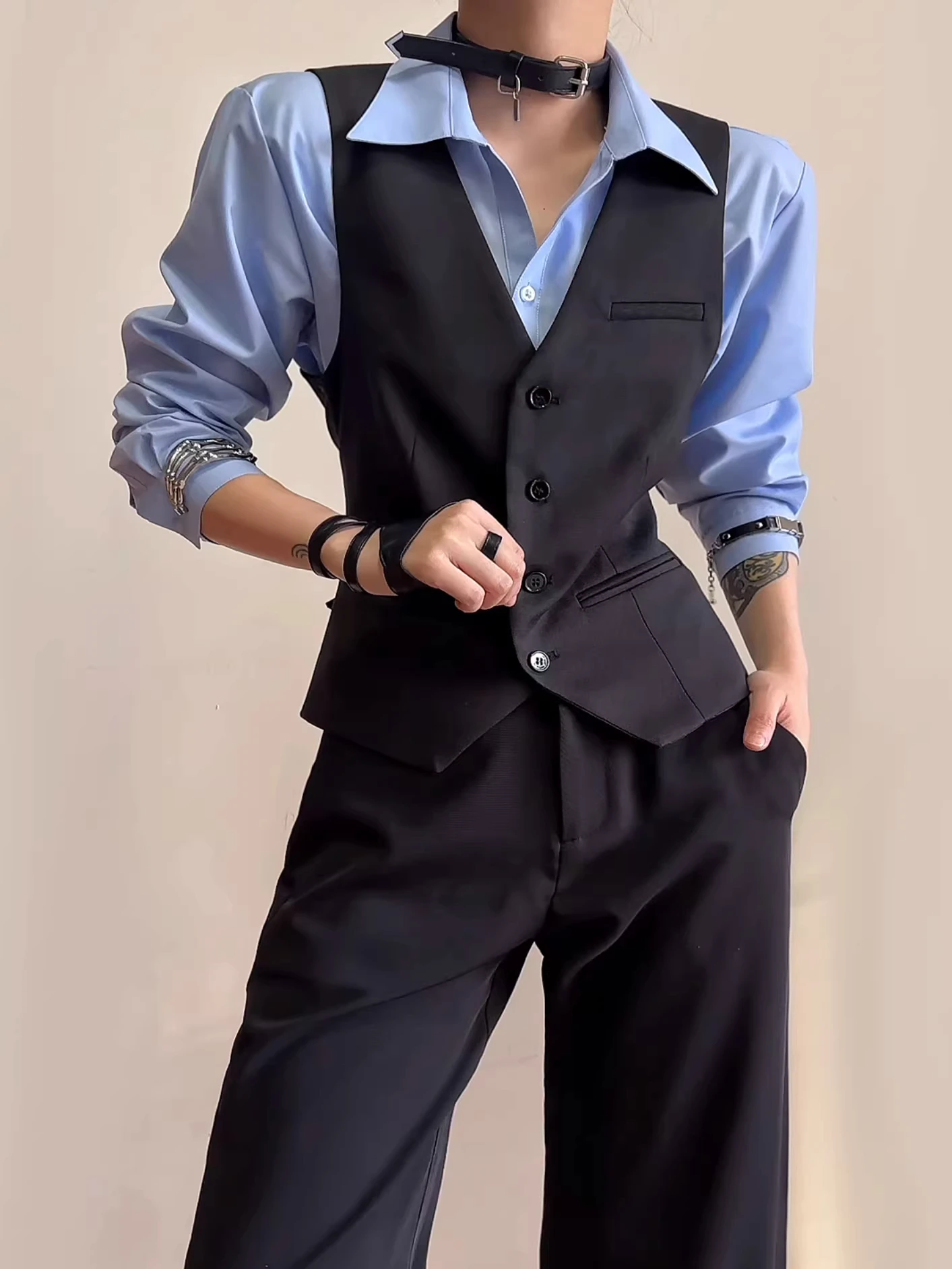 Casual Men's Vest Jacket Waist-Cinching Slim Fit Single-Button Dress Vest Smart Cool Standard Fit Polyester V-Neck All Seasons
