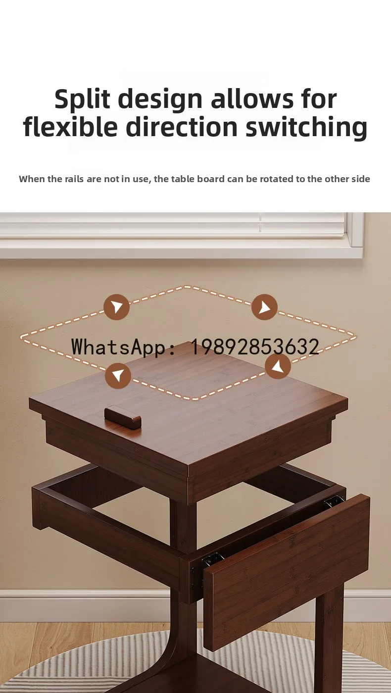HYS Living Room Movable Sofa Side Table with Wheels Small Side Cabinet Balcony Tea Table
