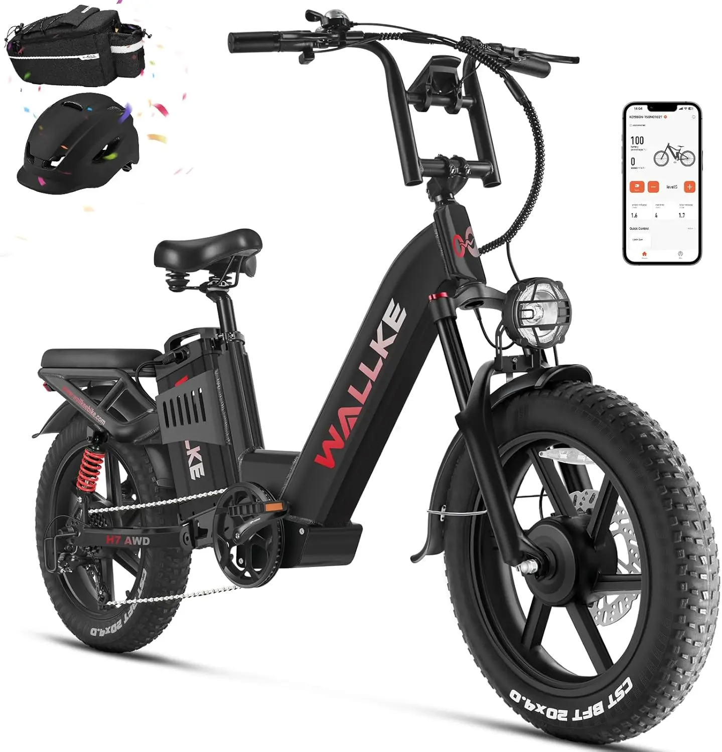 

Электрический велосипед WALLKE H7 40 Ач/60 ач 1000 Вт/2000 Вт Ebike 20-дюймовый электрический велосипед с толстыми шинами 31/34 миль/ч шаг через электровелосипед с управлением через приложение