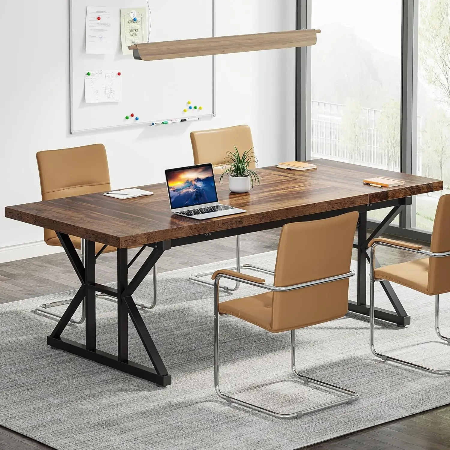 6FT Conference Table 70.86x31.49x29.52in Rectangle Rustic Wood Meeting Desk for Office Conference Room, Custom