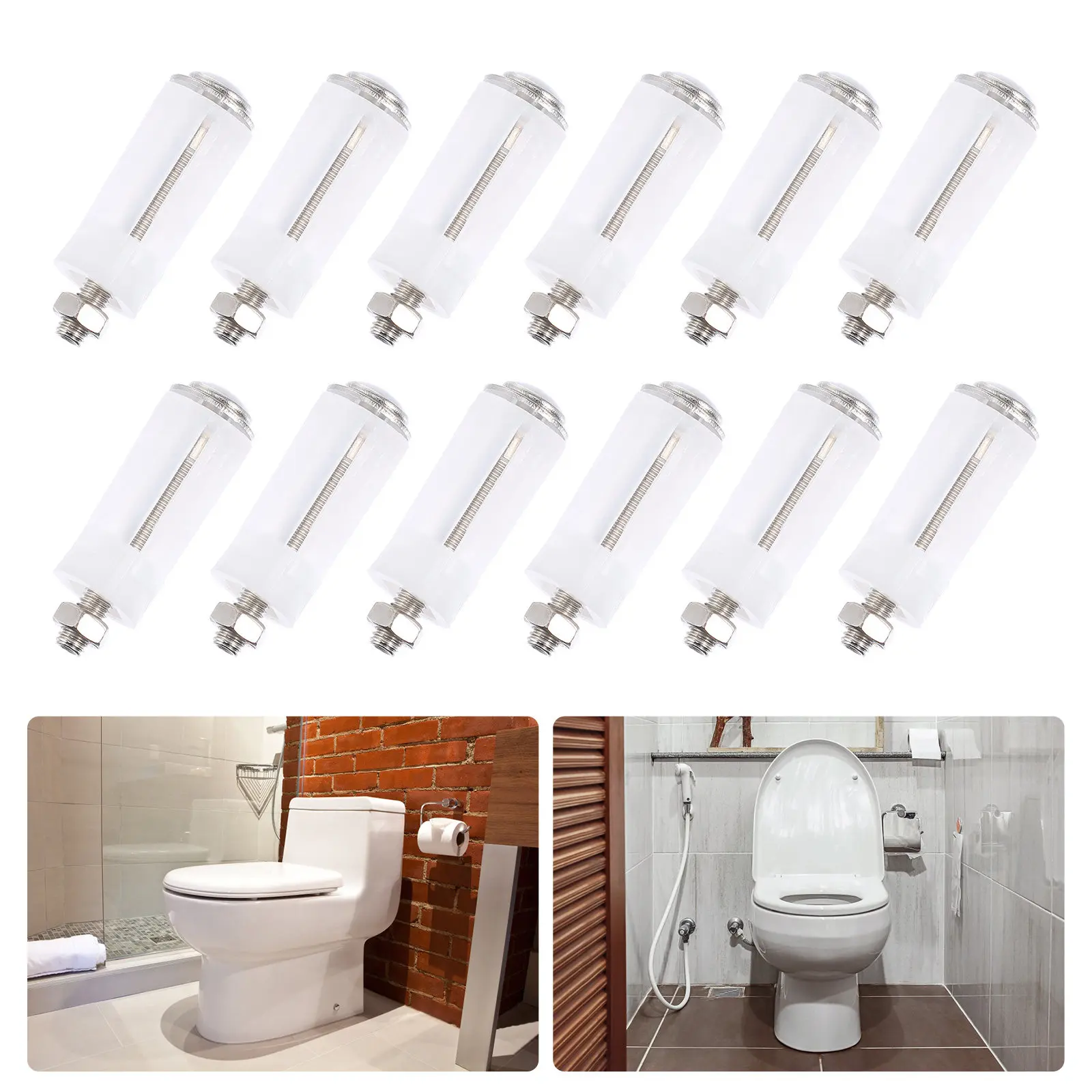 

6Pairs Toilet Seat Screws Replacement Hardware Kit for Standard Round Elongated Bidet Toilet Lid Fixing Mounting Bolts Nuts