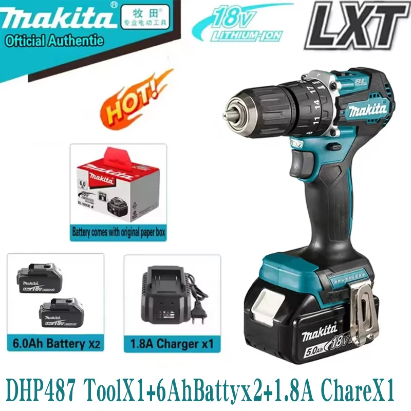 ? NIEUWE Originele Makita DHP487 Accuschroevendraaier boormachine Borstelloze Elektrische Slagschroevendraaier 18V Oplaadbare Power To
