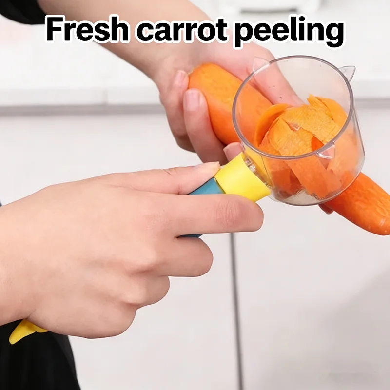 Multi-Purpose Stainless Steel Vegetable Peeler Long Handle & Storage Box, Essential Kitchen Gadget & Accessory