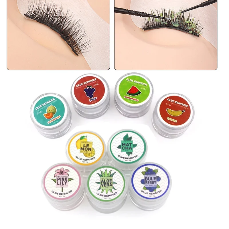 Dissolvant de colle pour faux-cils, 5g, saveur fruitée, zéro épaisseur, remodelage rapide, outils d'extension, parfum, crème, outil de maquillage