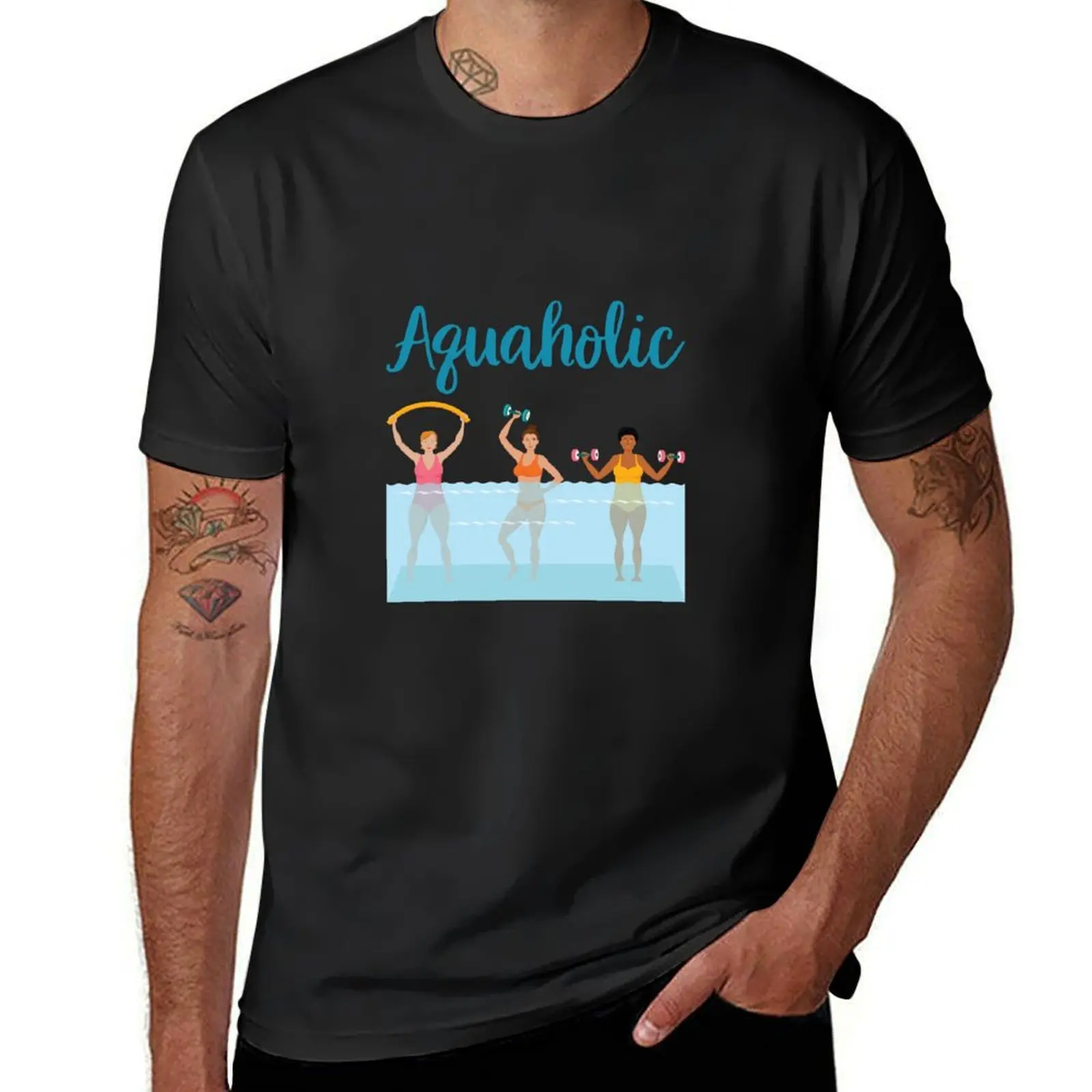 Aquaholic Water Aerobics T-Shirt customs kawaii clothes Blouse vintage clothes men workout shirt