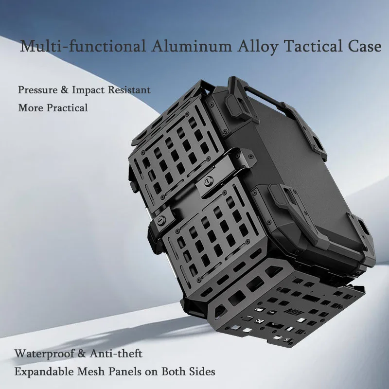 Estojo superior para motocicleta, armadura dobrável, caixa traseira, bagagem, porta-malas, multifuncional, caixa de ferramentas, alumínio, grande capacidade
