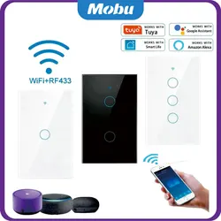 Tuya Smart Life Light Switch WiFi Touch Sensor Smart Switch App telecomando nessun cavo neutro 110V 220V per Alexa Google Home