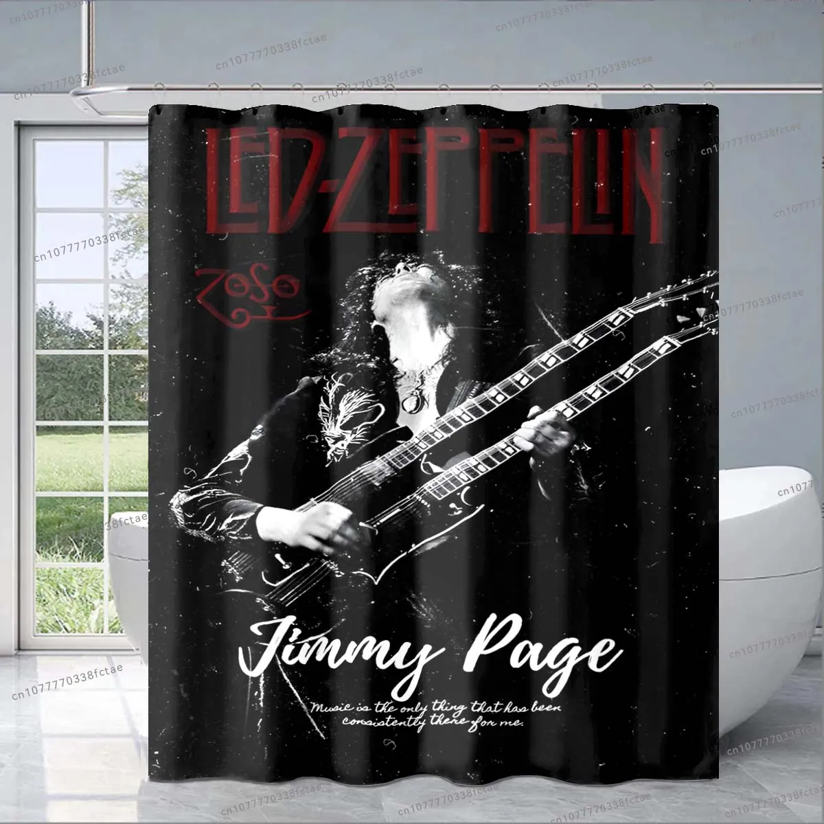 Rock and Roll Band LED Zeppelined Shower Curtain Retro Heavy Metal Rock Band Shower Curtain Bathroom Fashion Decoration Gift