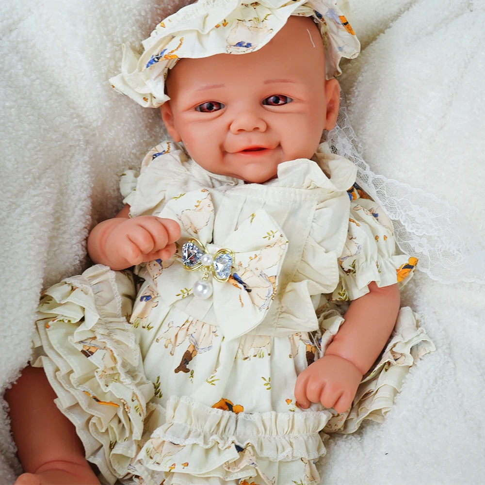 무게감 있는 여자 아기 인형 18.9인치 방수 실물 같은 전신 실리콘 리본 인형 부드러운 수제 신생아 인형 수집가 선물용