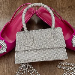 Petits sacs à main à poignée supérieure pour femmes, diamants chics, sacs à bandoulière Blings Mochila, sacs initiés au shopping