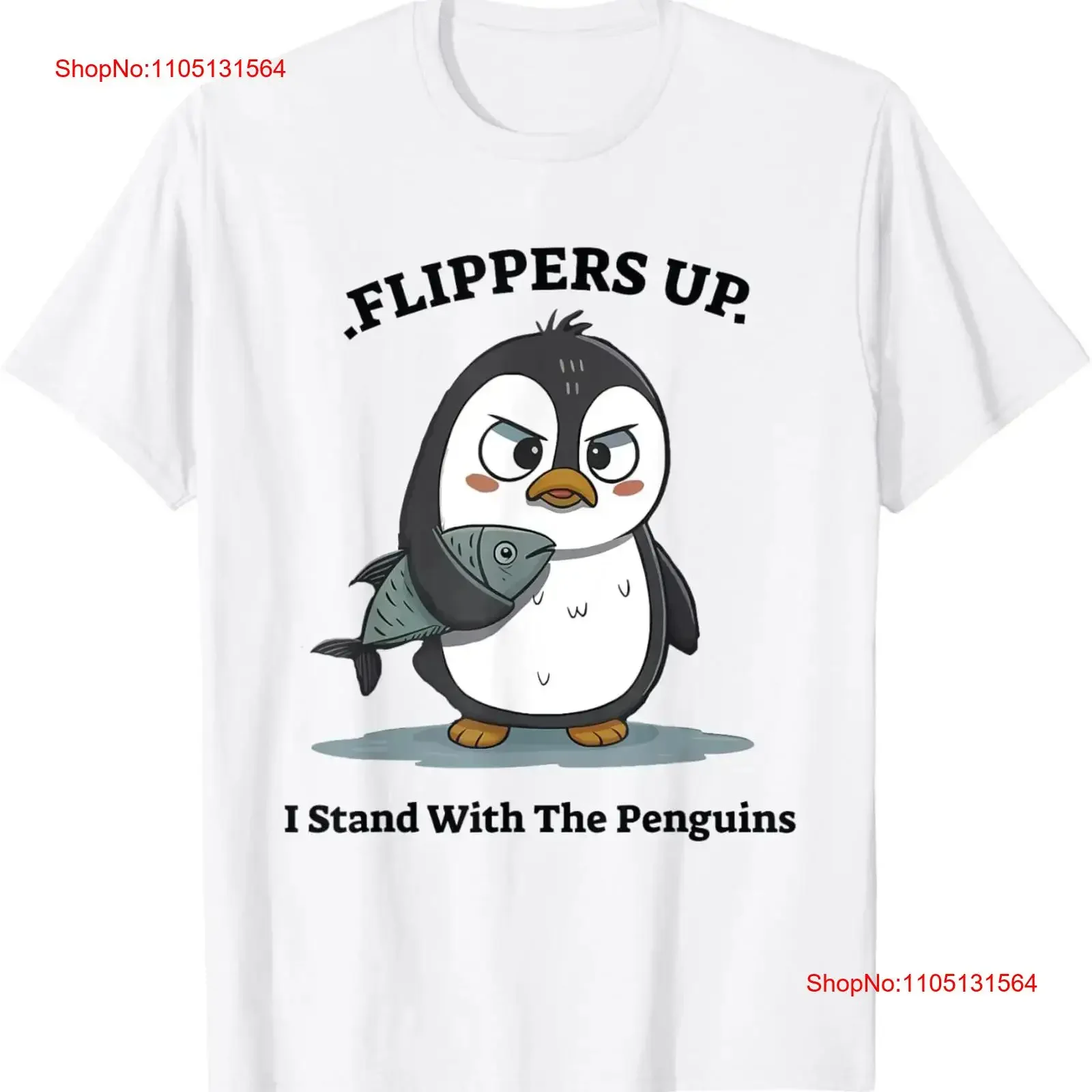Flippers Up I Stand With The Penguins T Shirt  vintage Washed Slightly Unisex Breathable Stretched Top For Everyday Wear