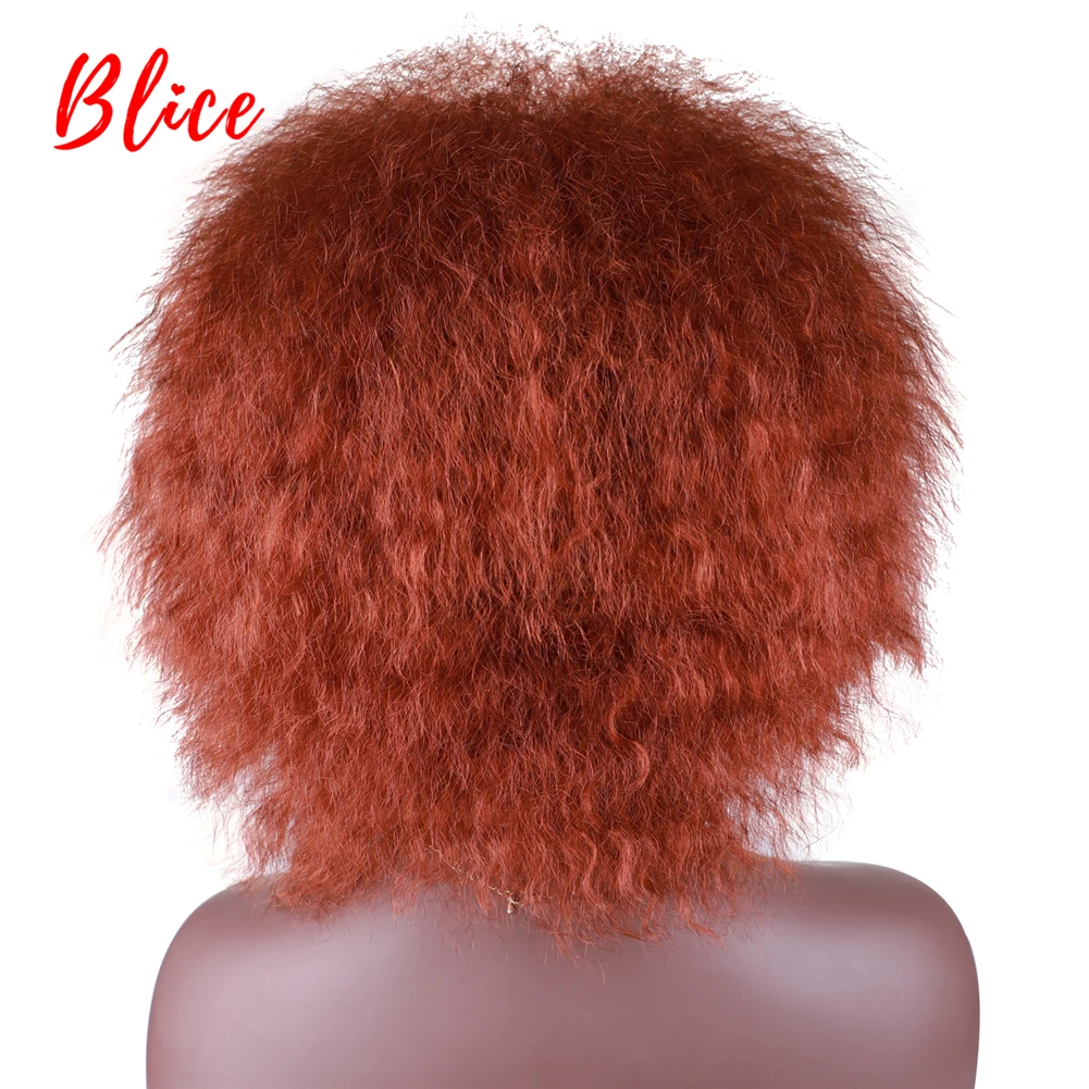 Blice 6 Zoll kurze synthetische Perücken verworrene gerade Kanekalon hitzebeständige natürliche schwarze Frauen Afroamerikaner Afro volle Perücke – Detail 17