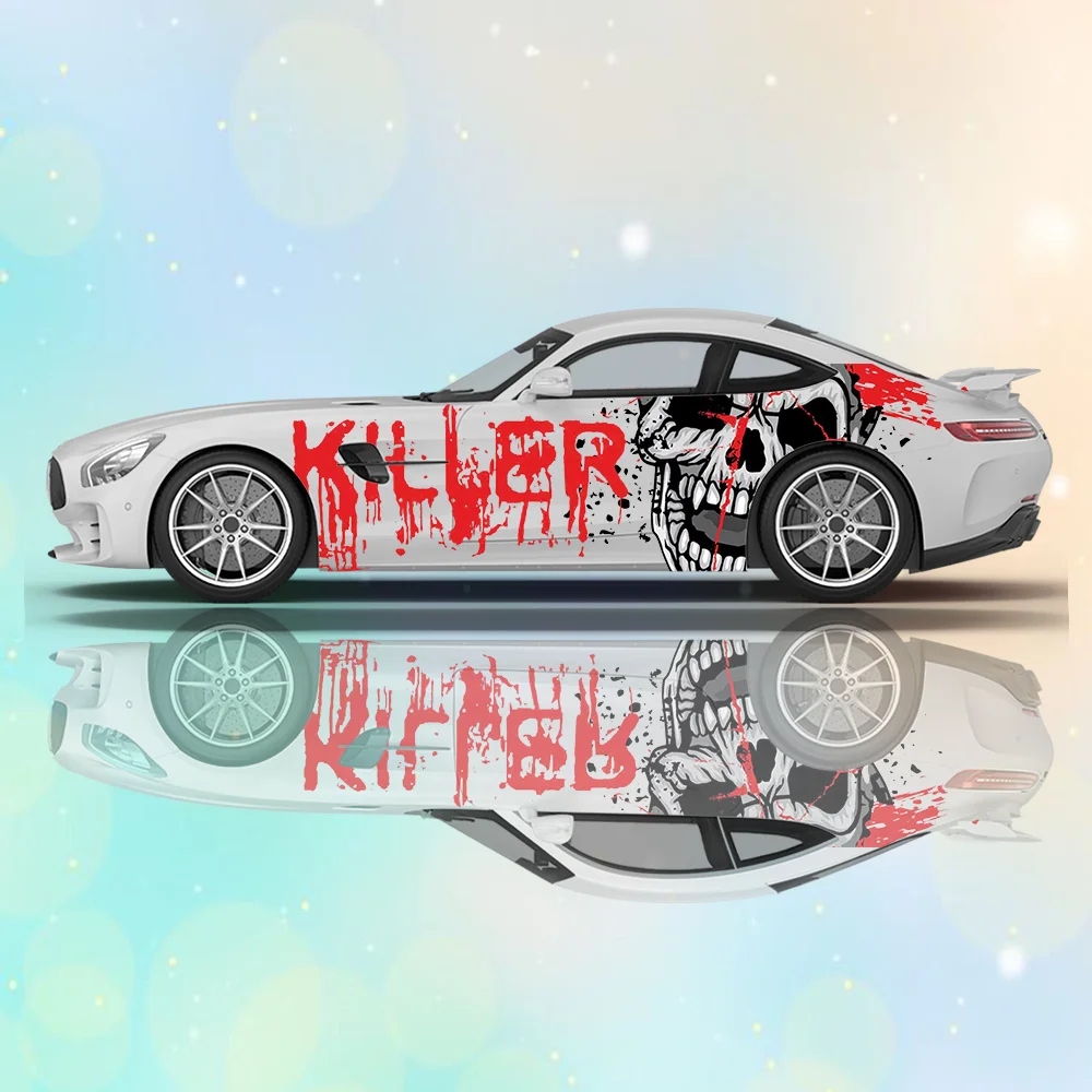 

Devil Skeleton Bloody Letter Car Full Body Stickers Decoration Coverage Scratch Protection Car Decal Waterproof Car Vinyl Wraps