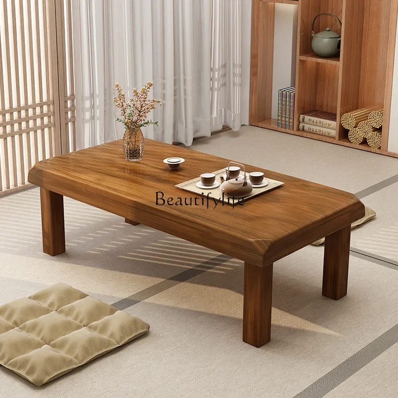

yj7 Solid Wood Coffee Table for Living Room, Small Apartment, Balcony, Dual-use Small Table