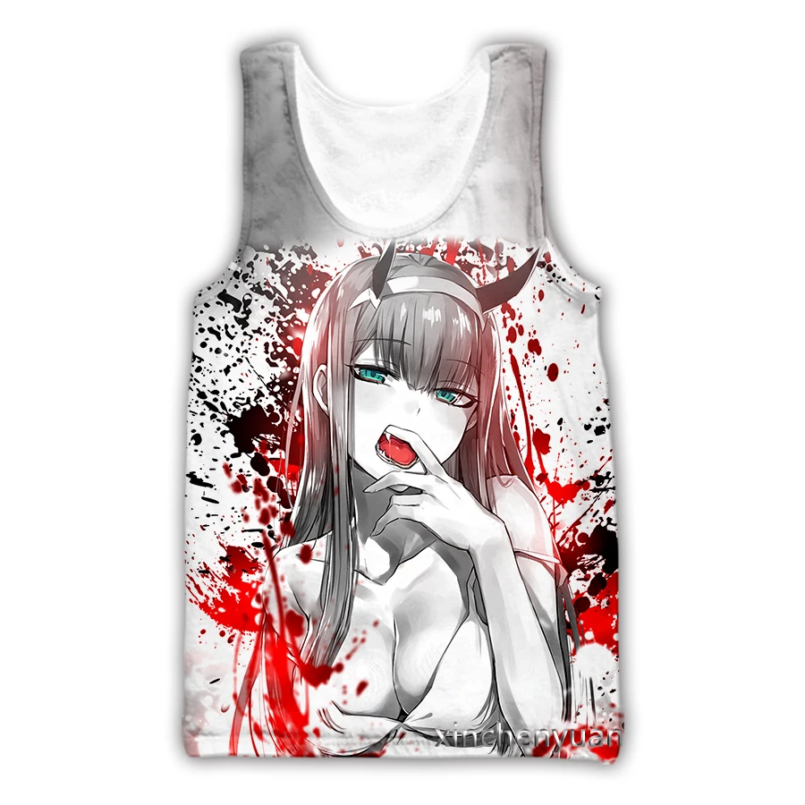 phechion New Fashion Men/Women The FRANXX Zero Two 3D Printed Sleeveless Vest Streetwear Men Loose Sporting Tank Tops L14